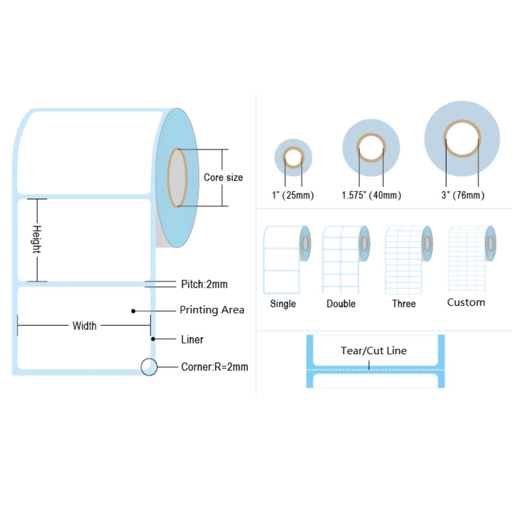 80Rollo de etiquetas térmicas de mm