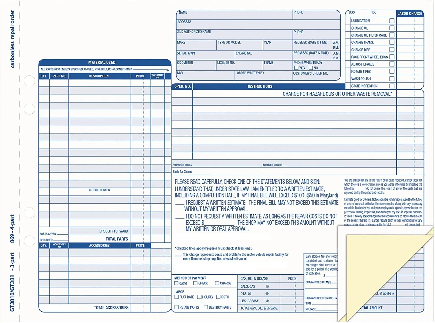 Papel sin copias carbón